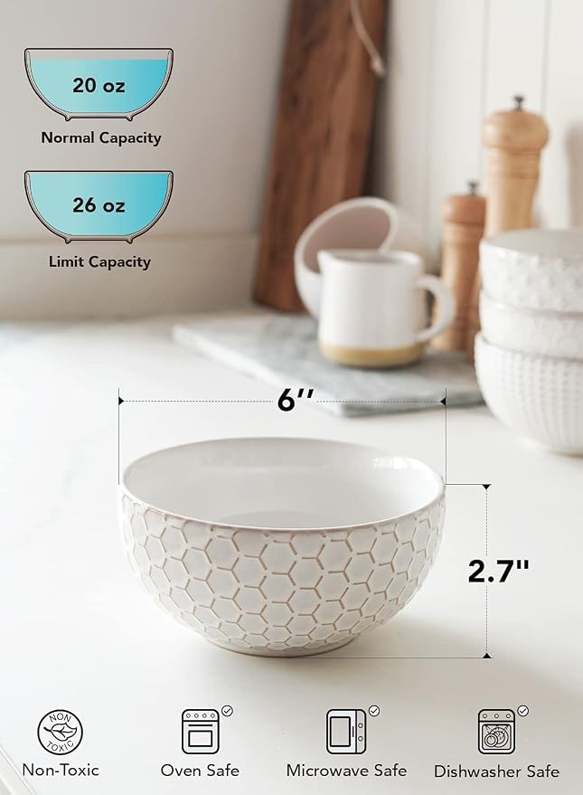 LE TAUCI Cereal bowls 26 oz, Ceramic Soup Bowl - Image 5