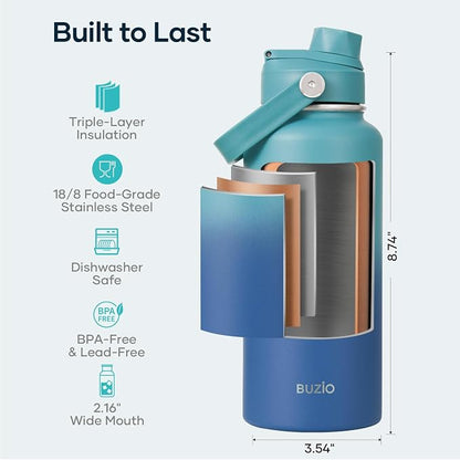 BUZIO Insulated Stainless Steel Water Bottle 32 oz - Image 4