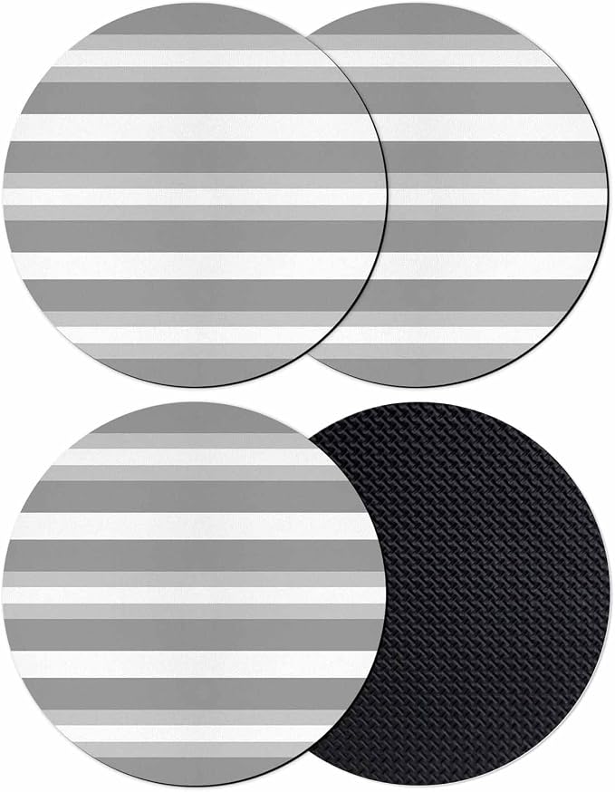 Grey Stripe Coasters Set of 4, Minimalist Farmhouse Striped Soft Absorbent by PIEPLE
