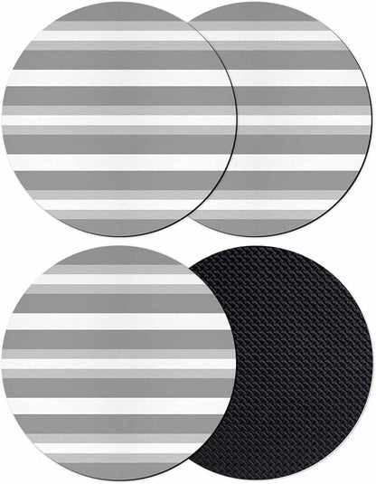 Grey Stripe Coasters Set of 4, Minimalist Farmhouse Striped Soft Absorbent by PIEPLE