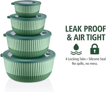 Mixing Bowls with Airtight Lids – 8 Piece Nesting Kitchen Set – BPA-Free, Leak-Proof & Stackable – Dishwasher, Microwave & Freezer Safe