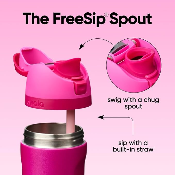 Owala FreeSip Kids Stainless Steel Water Bottle 16 oz Read My Lips - Image 3