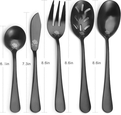 Matte Black Serving Set, sharecook 5-Piece 18/0 Stainless Steel Large Hostess - Image 2