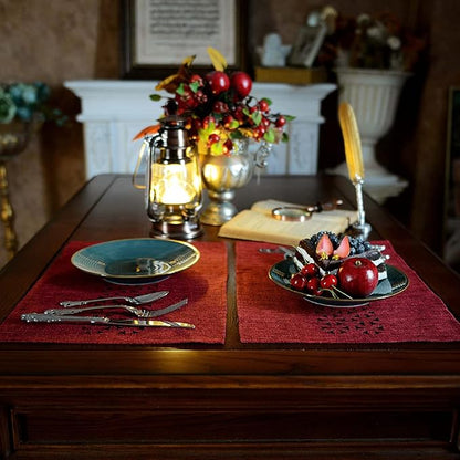 ARTABLE Burgundy Rectangle Fabric Placemats Set of 4 Table Mats 12 x 18 in | - Image 3