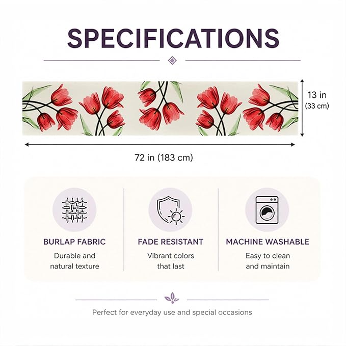 Floral Table Runner Mode Flowers Spring Summer Table Runner Seasonal Table - Image 5