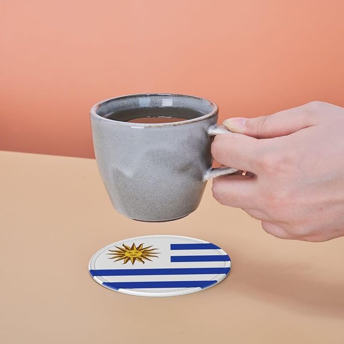 6 Pack Uruguay Flag Leather Coaster - Image 7