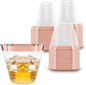 Prestee 100 Rose Gold Plastic Cups - Rose Gold Plastic Cups 9 oz - Party Decorations - Disposable Wine Cup - Clear Cup - Bulk Party Wine Glasses