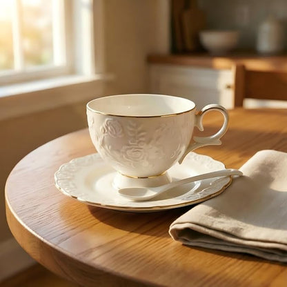 Tea Cup and Saucer Set for 1, 6.8 Oz | Coffee Cup - Image 8