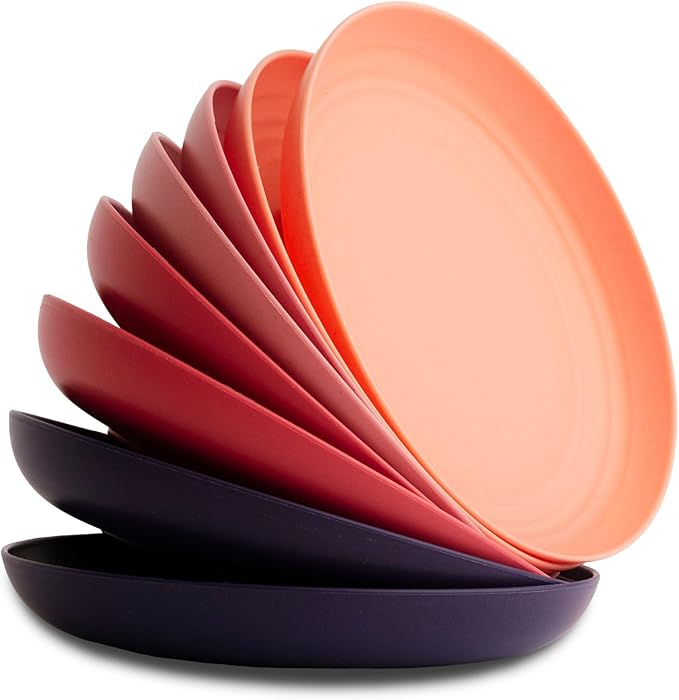 8-Pack Reusable Wheat Straw Plates Set by NookTheory
