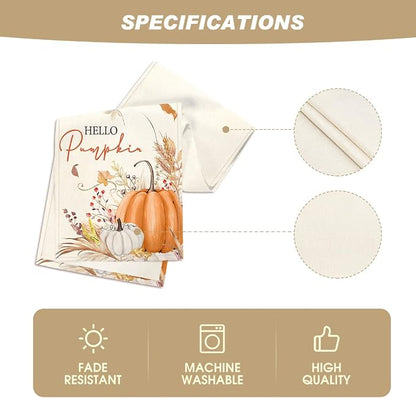 Artoid Mode 210 GSM Fall Table Runner 13x36 Inch Home Party Decor | Hello - Image 5