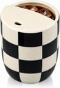 Ceramic Mug with Sip Hole 10 oz Novelty Checkered Coffee Mug | Hand Painted by Ferrochef