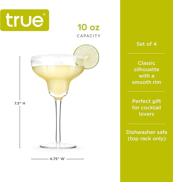True Margarita Glass, Crystal Stemmed Cocktail Glasses, Dishwasher Safe - Image 3