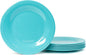 Melamine Beaded Appetizer/Salad/Dessert/Side Plates, Aqua, Set of 6, 8.5 inch, Platter, Serving Dishes, Kid-Friendly, Chip and Break-Resistant, Durable, for Indoor and Outdoor, Dishwasher Safe