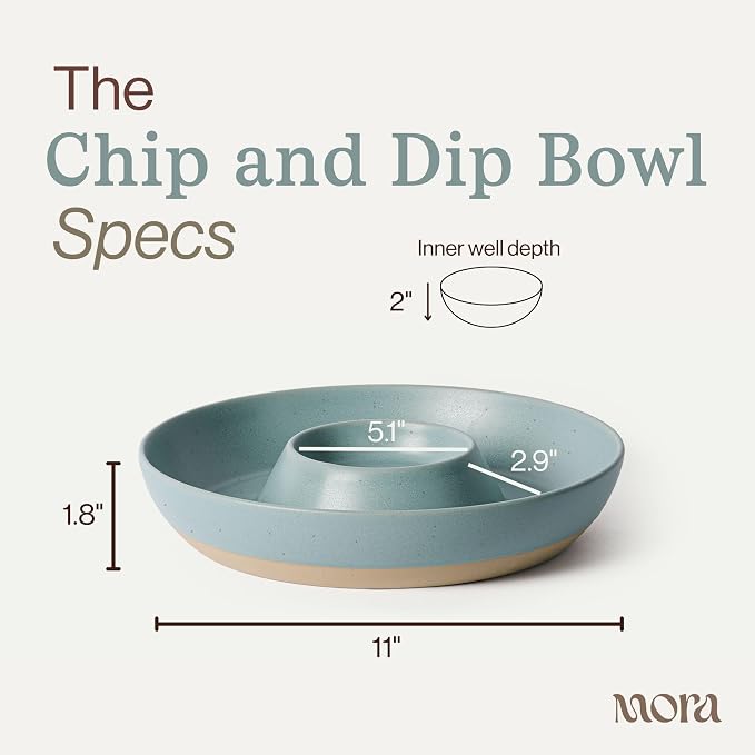 MORA Ceramic Chips and Dip Serving Tray: Large Divided Party Bowl Set - Image 2