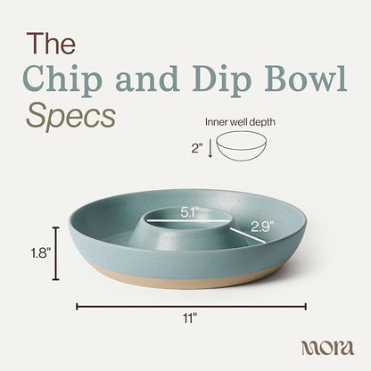 MORA Ceramic Chips and Dip Serving Tray: Large Divided Party Bowl Set - Image 2