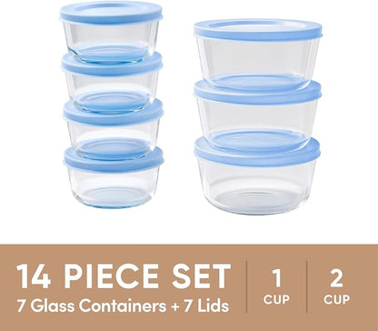 14-Piece Glass Food Storage Containers Set | 1-Cup & 2-Cup, Leakproof | - Image 3