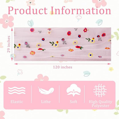 BINBE 12pcs Daisy Spring Table Runner Embroidery Gauze 10FT Florals Seasonal - Image 4