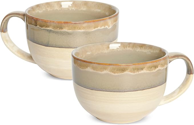 Ceramic Jumbo Coffee Mug Set of 2, 23 Oz, Large Mug Soup Bowls by Bosmarlin