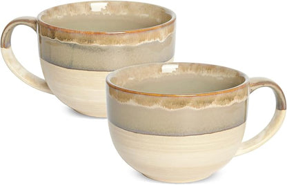 Ceramic Jumbo Coffee Mug Set of 2, 23 Oz, Large Mug Soup Bowls by Bosmarlin
