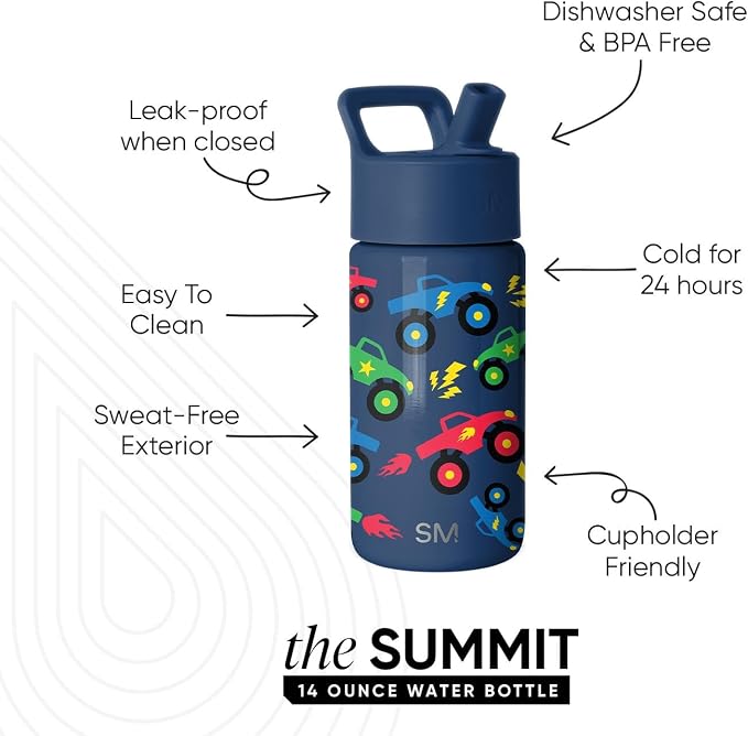 Simple Modern Kids Water Bottle & Toddler Cup | 14oz | Monster Truck | - Image 2