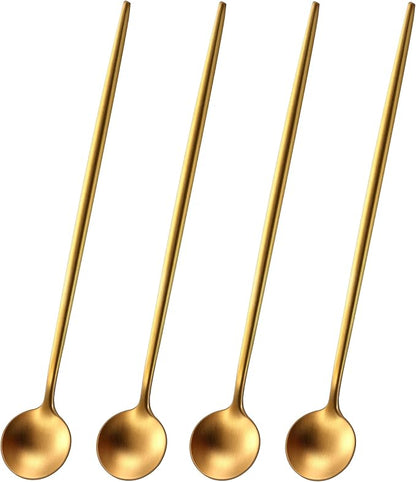 7.95 Inches Matte Gold Stainless Steel Iced Tea Spoons, Long Handle Ice by DEHOVKitchen