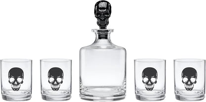 Oneida Barware, 5-Piece Skeleton Whiskey Set, 4 Drinking Glasses & 1 Decanter by Oneida