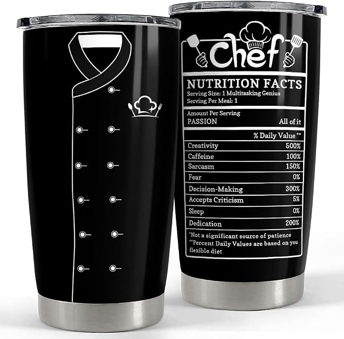 Gifts for Women Men Chef Tumbler 20oz Chef Stainless Steel Insulated Tumblers by SANDJEST