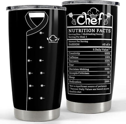 Gifts for Women Men Chef Tumbler 20oz Chef Stainless Steel Insulated Tumblers by SANDJEST