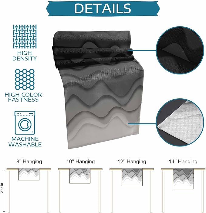 Grey Ocean Table Runners 72 Inches Long, Cotton Linen Fabric Table Runner - Image 7