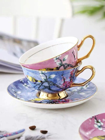 Bone China Cup& Saucer Set, 6.8oz- Birds& Trees - Image 5