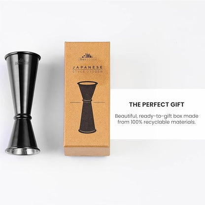 A Bar Above Premium Japanese Jigger, with 8 Measurements Inside, Professional and Heavy-Duty, 304 Stainless Steel Cocktail Double Jiggers, for Bartending, 1 Jigger, Black