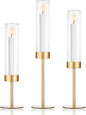 Tall Candle Holders Set of 3, Hurricane Glass Taper Candlestick Holders for Wedding, Christmas Decor, Dining Table, Party Centerpieces