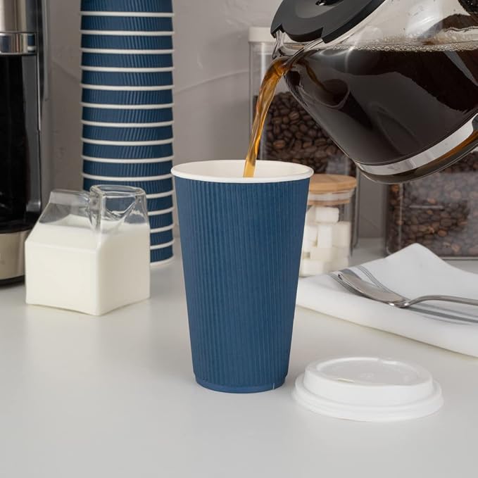 Restaurantware 16 Ounce Ripple Wall Disposable Coffee Cups, 500 Insulated - Image 11