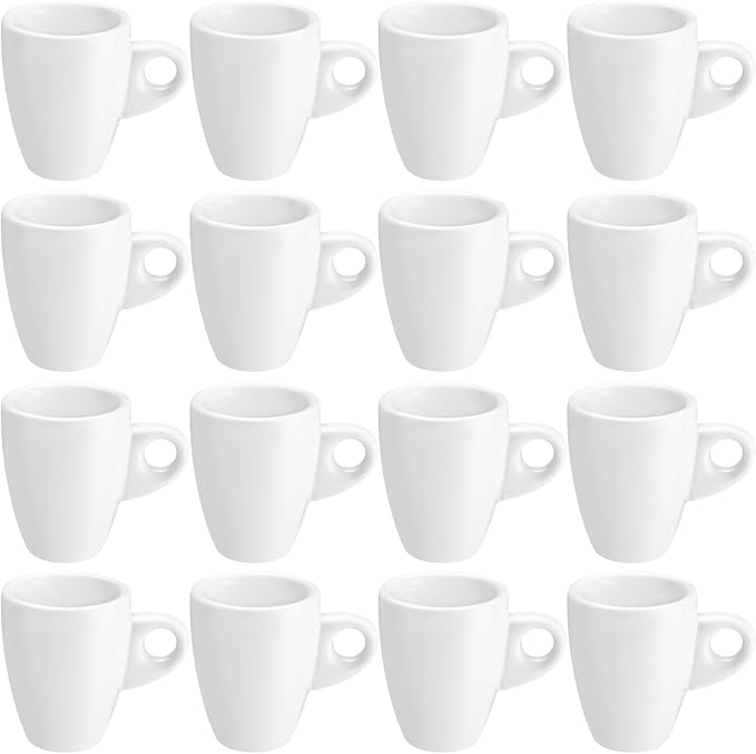 Reallnaive 16 Pcs 1.7 oz Porcelain Espresso Cup Set White Tiny Ceramic Coffee & by Unknown