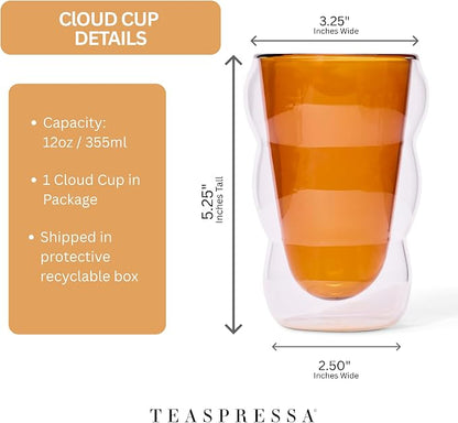 Teaspressa Amber Glass Cloud Cup 12 oz Double-Wall Insulated Borosilicate Glass - Image 8