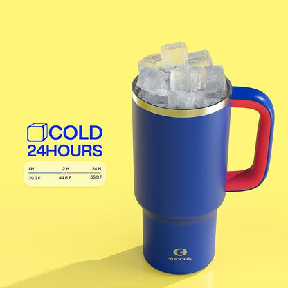 ENCOOL 32 oz Tumbler with Handle and Straw: Stainless Steel Insulated Tumbler - Image 6