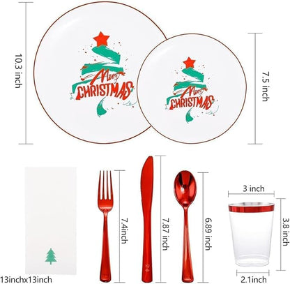 175pcs Christmas Plates Dinnerware - Image 4