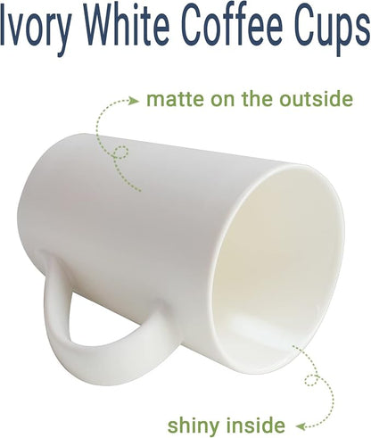 2 Pack 12 OZ Ceramic Coffee Cup Simple Pure White Ceramic Cup | Plain Large - Image 3