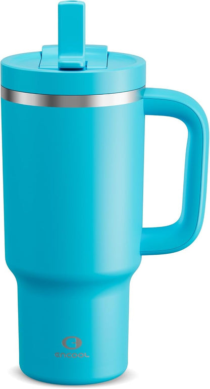 32 oz Tumbler with Handle and Straw: Stainless Steel Insulated Tumbler Keeps by ENCOOL