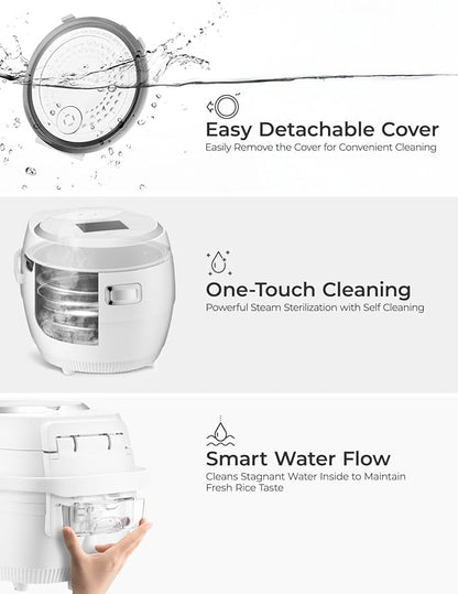CUCKOO Micom Rice Cooker 10-Cup Uncooked / 20-Cup Cooked with Nonstick Inner Pot, Large Rice Maker with 16 Menu Options, Fuzzy Logic Technology, Auto Clean Mode, LCD Display, White (CR-1020F)
