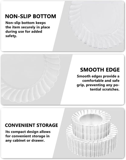 YOUBET 100PCS Clear Scalloped Plastic Plates - Image 3
