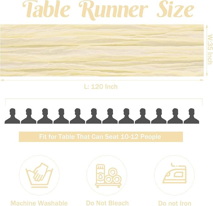 Beige 10FT Cheesecloth Table Runner Boho Gauze Fabric Table Runner Rustic Sheer - Image 4