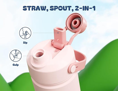 Kids Water Bottle for School: 2-in-1 Straw Spout Lid - Image 3