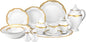 Euro Porcelain 57 piece Banquet Dinnerware Set with Scalloped Edges - Luxury Tableware Dining Service for 8
