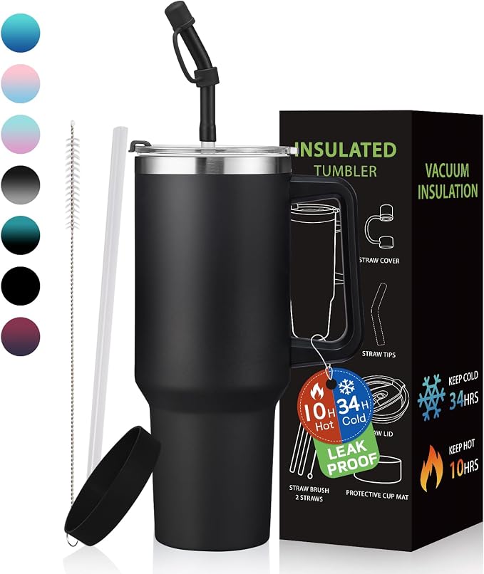 BENZZO Tumbler with Lid and Straw 40oz Stainless Steel Tumblers with Protective by BENZZO
