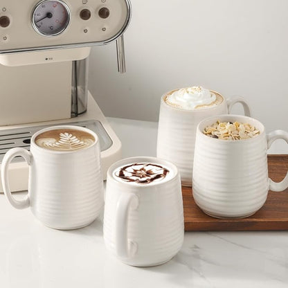 HASENSE Coffee Mugs Set of 4, 15 Ounce Porcelain Latte Mug Set - Image 2