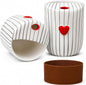 Ceramic Coffee Mug with Sip Hole, 12oz Striped Coffee Cup with Heart Accent by KOIMYSA