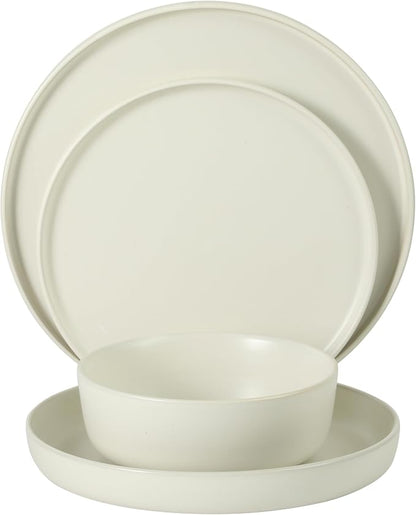Gibson Elite Bayou Moon Plates and Bowls Sets, 16-Piece White Matte Stoneware - Image 8