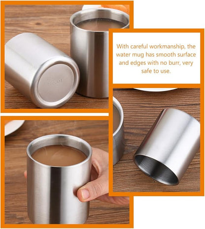 GALPADA Double Wall Stainless Steel Water Cup 260ml, Brushed Metal Insulated - Image 3