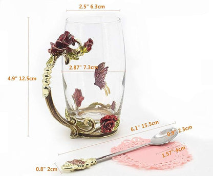 Handicraft Crystal Glass 3D Flower Cups Tea Mug - Image 2